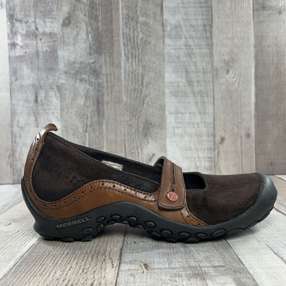 Merrell Womens 7 Plaza Bandeau Leather Suede Mary Jane Casual Shoe Slip On Brown - Picture 8 of 14